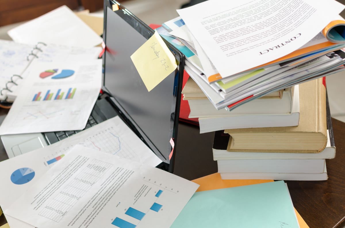 Photo of an untidy desk